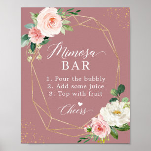 Brautparty Mimosa-Bar-Schild 'Dusty Rose Blush' Poster