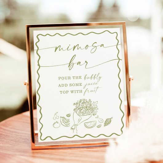 Brautparty Mimosa Bar Sign, Bauern Markt Poster