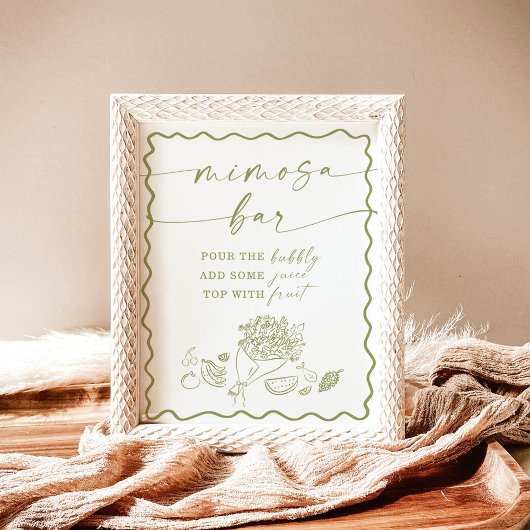 Brautparty Mimosa Bar Sign, Bauern Markt Poster
