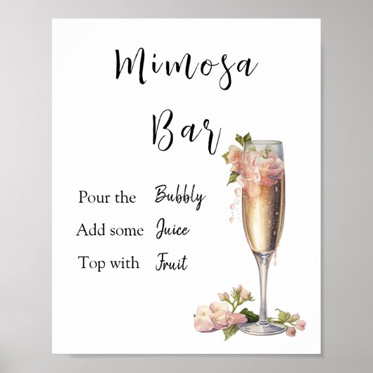 Brautparty Mimosa Bar Sign Bubbly Bar Poster (Vorne)