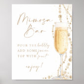 Brautparty Mimosa Bar Sign, Perlen & Prosecco Poster (Vorne)