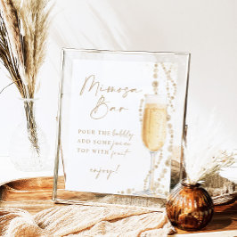 Brautparty Mimosa Bar Sign, Perlen & Prosecco Poster