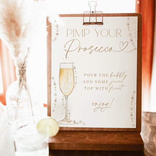 Brautparty Mimosa Bar Sign, Perlen & Prosecco Poster