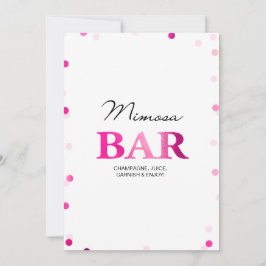Brautparty Mimosa Bar Sign | Rosa Confetti Einladung
