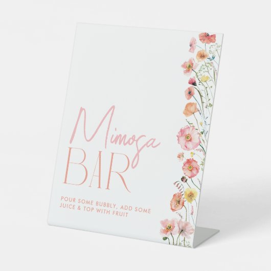 Brautparty Mimosa Bar Signature Wildblumen Sockelschild (Vorderseite)