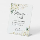Brautparty Mimosa Bar White Green Floral Table Sockelschild (Vorderseite)