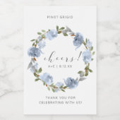 Brautparty Mini Flasche Dusty Blue Wasserfarbe Weinetikett (Einzelnes Label)