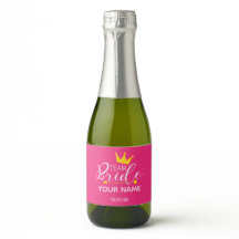 Brautparty Mini Sparkling Wine Label Hot Pink Cr