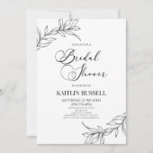 Brautparty "Minimal Minimalistisch Branch Blätter" Einladung (Vorderseite)