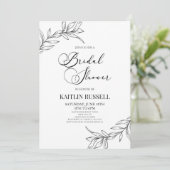 Brautparty "Minimal Minimalistisch Branch Blätter" Einladung (Stehend Vorderseite)