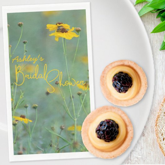 Brautparty Minimalistisch Gelbe Wildblume Serviette