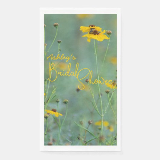 Brautparty Minimalistisch Gelbe Wildblume Serviette (Vorderseite)