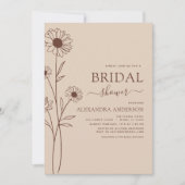 Brautparty Minimalistische botanische Blumenskizze Einladung (Vorderseite)