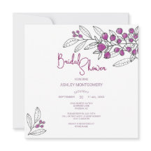 Brautparty Minimalistische Lila Berries Blätter