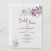 Brautparty Minimalistische Lila Blätter Berries Einladung (Vorderseite)