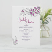 Brautparty Minimalistische Lila Blätter Berries Einladung (Stehend Vorderseite)