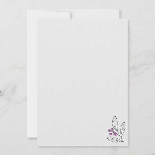 Brautparty Minimalistische Lila Blätter Berries Einladung (Rückseite)