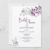 Brautparty Minimalistische Lila Blätter Berries Einladung (Vorderseite)