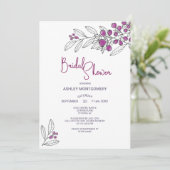 Brautparty Minimalistische Lila Blätter Berries Einladung (Stehend Vorderseite)
