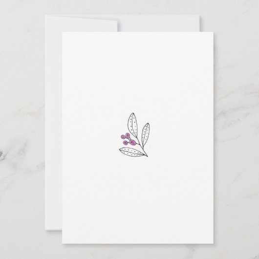 Brautparty Minimalistische Lila Blätter Berries Einladung (Rückseite)