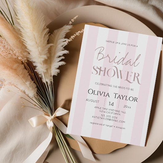 Brautparty Minimalistische Rose rosa Streifen Einladung