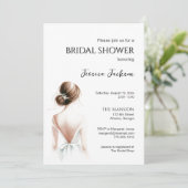 Brautparty mit Aquarellbraut Einladung (Stehend Vorderseite)