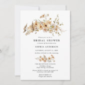 Brautparty mit beigen Wildblumen Einladung (Vorderseite)