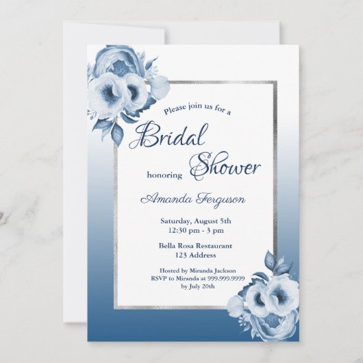 Brautparty mit blauem Wasser Einladung (Vorderseite)