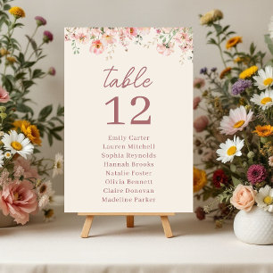 Brautparty mit Blumennamen Tischnummer