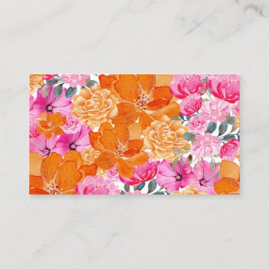 Brautparty mit Blütendusche in Rosa und Orange Begleitkarte (Rückseite)