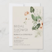 Brautparty mit Blütengrün und Blumen Einladung (Vorderseite)