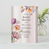 Brautparty mit bunten Frühlingsblumen Einladung (Stehend Vorderseite)