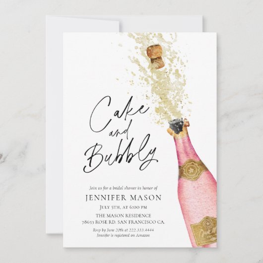 Brautparty mit Champagner Einladung (Vorderseite)