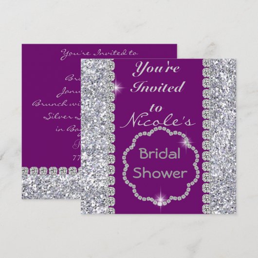 Brautparty mit CRYSTALS Einladung (Vorne/Hinten)