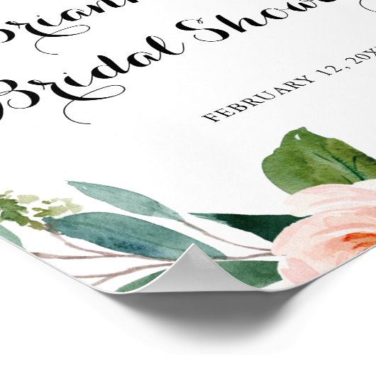 Brautparty mit einfachem Blumengrün Poster (Ecke)