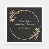 Brautparty mit einfachem Schwarz-Gold-Rahmen Serviette (Vorderseite)