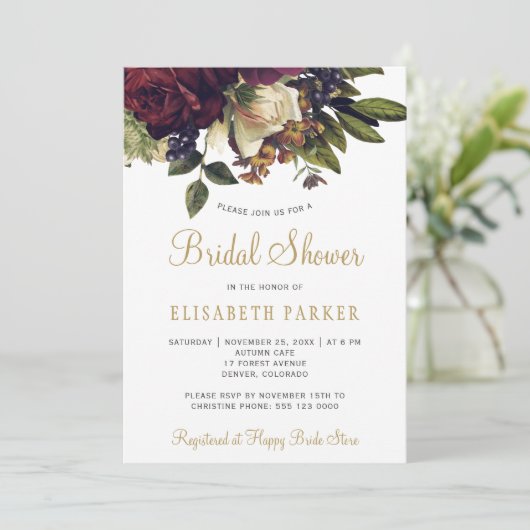 Brautparty mit elegantem Goldskript Einladung (Stehend Vorderseite)