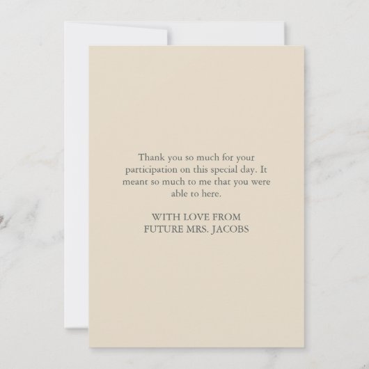 Brautparty mit Farbtönen Dankeskarte (Rückseite)