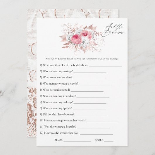 Brautparty mit Flora und Fauna Einladung (Vorne/Hinten)