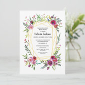 Brautparty mit geometrischem Planum aus Floral Gol Einladung (Stehend Vorderseite)