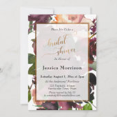 Brautparty mit goldfarbenem Burgund Einladung (Vorderseite)