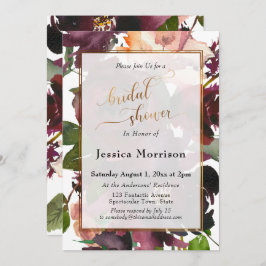 Brautparty mit goldfarbenem Burgund Einladung