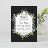 Brautparty mit goldgelbem Rahmen Einladung (Stehend Vorderseite)