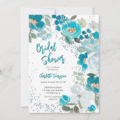 Brautparty mit Handgemälden in blauer Chic Einladung (Vorderseite)