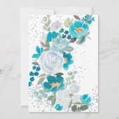 Brautparty mit Handgemälden in blauer Chic Einladung (Rückseite)