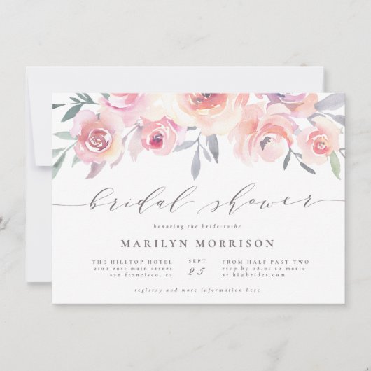 Brautparty mit handgemalten Blume Einladung (Vorderseite)