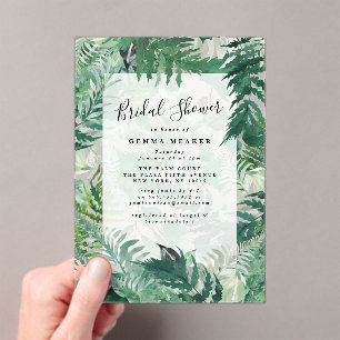 Brautparty mit handgemalten Leafy Fern Green Acryleinladungen