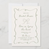 Brautparty mit handgezeichnetem Rahmen, grün Rahme Einladung (Vorderseite)