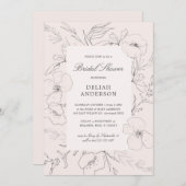 Brautparty mit handgezogenem Pech Blush Einladung (Vorne/Hinten)