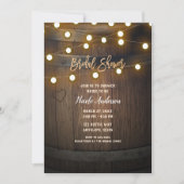 Brautparty mit hölzernem Barrel Herzbeleuchtung Einladung (Vorderseite)